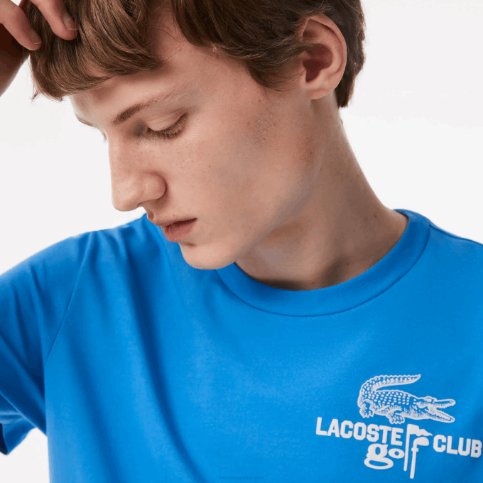 Men Lacoste V0ZN179 Blue L99 Golf Regular Fit Organic Cotton T-Shirt - Image 2