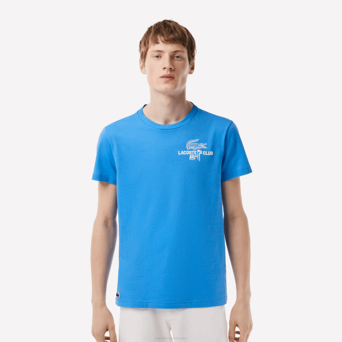 Men Lacoste V0ZN179 Blue L99 Golf Regular Fit Organic Cotton T-Shirt - Image 1