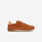 Men Lacoste V0ZN1800 Brown White 2C3 Angular Textile Popped Heel Sneakers