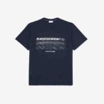 Men Lacoste V0ZN180 Blue KXE Loose Fit Pique T-shirt - Plus Size - Big
