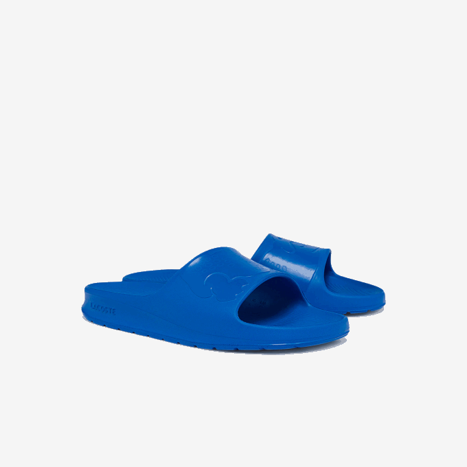 Men Lacoste V0ZN1812 Blue 11C Croco 2.0 Synthetic Logo Slides - Image 2