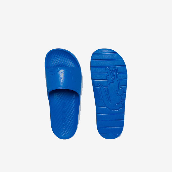 Men Lacoste V0ZN1812 Blue 11C Croco 2.0 Synthetic Logo Slides - Image 3