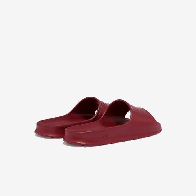 Men Lacoste V0ZN1813 Dark Red DR2 Croco 2.0 Synthetic Logo Slides - Image 3