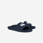 Men Lacoste V0ZN1820 Navy & White 092 Croco Water-repellent Synthetic Slides - Image 2