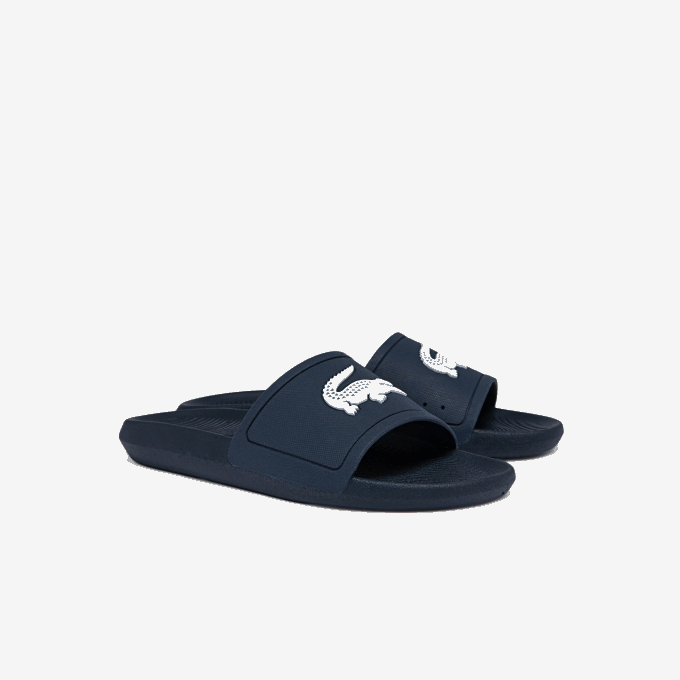 Men Lacoste V0ZN1820 Navy & White 092 Croco Water-repellent Synthetic Slides - Image 2