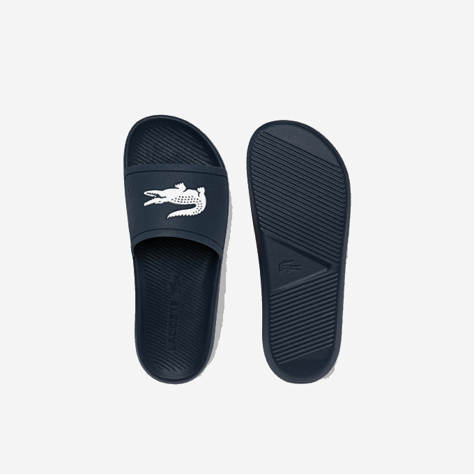 Men Lacoste V0ZN1820 Navy & White 092 Croco Water-repellent Synthetic Slides - Image 4