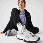 Men Lacoste V0ZN1827 Light Grey & Black GB7 L-Guard Breaker Textile and Suede Sneakers - Image 7