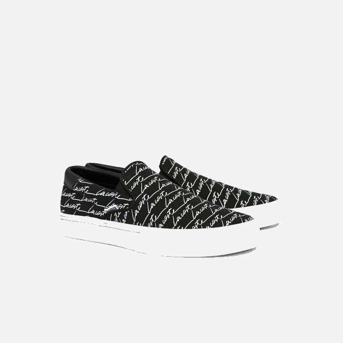 Men Lacoste V0ZN1828 Black & White 312 Jump Serve Canvas and Synthetic Slip on - Image 2