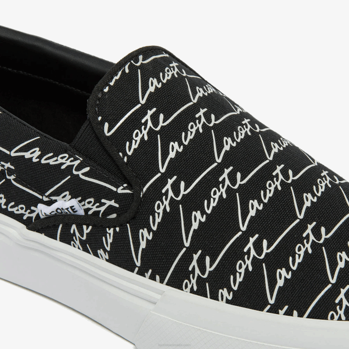 Men Lacoste V0ZN1828 Black & White 312 Jump Serve Canvas and Synthetic Slip on - Image 6