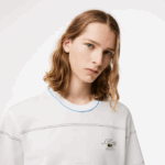 Men Lacoste V0ZN182 White 70V Organic Cotton Jersey Stripe T-Shirt - Image 2