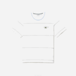 Men Lacoste V0ZN182 White 70V Organic Cotton Jersey Stripe T-Shirt - Image 4