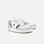 Men Lacoste V0ZN1836 White/Navy & Red 407 T-Clip Tricolor Leather and Suede Sneakers - Image 2