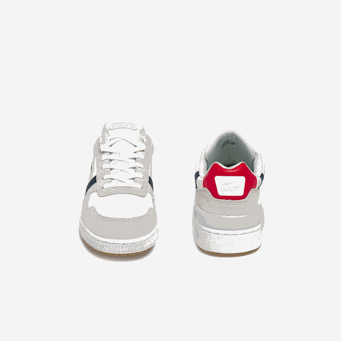 Men Lacoste V0ZN1836 White/Navy & Red 407 T-Clip Tricolor Leather and Suede Sneakers - Image 5