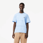 Men Lacoste V0ZN183 Blue HBP Organic Cotton Jersey Stripe T-Shirt