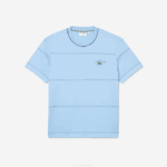 Men Lacoste V0ZN183 Blue HBP Organic Cotton Jersey Stripe T-Shirt - Image 4