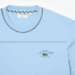 Men Lacoste V0ZN183 Blue HBP Organic Cotton Jersey Stripe T-Shirt - Image 5