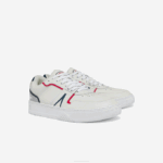 Men Lacoste V0ZN1841 White/Navy & Red 407 L001 Leather Sneakers - Image 2
