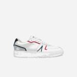 Men Lacoste V0ZN1841 White/Navy & Red 407 L001 Leather Sneakers