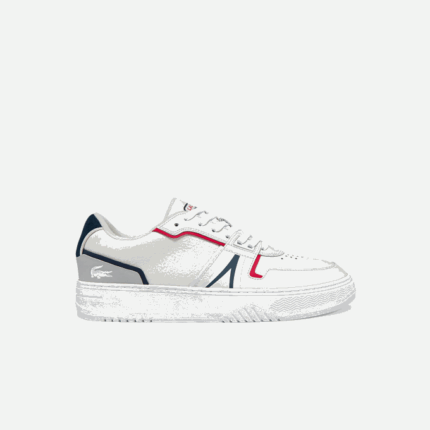 Men Lacoste V0ZN1841 White/Navy & Red 407 L001 Leather Sneakers