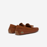 Men Lacoste V0ZN1843 Brown Gum 524 Piloter Tassel Leather Debossed Driving Shoes - Image 3