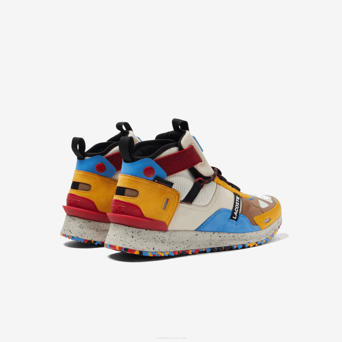 Men Lacoste V0ZN1848 Off White & Brown OW8 Run Breaker Leather and Synthetic Outdoor Shoes - Image 3