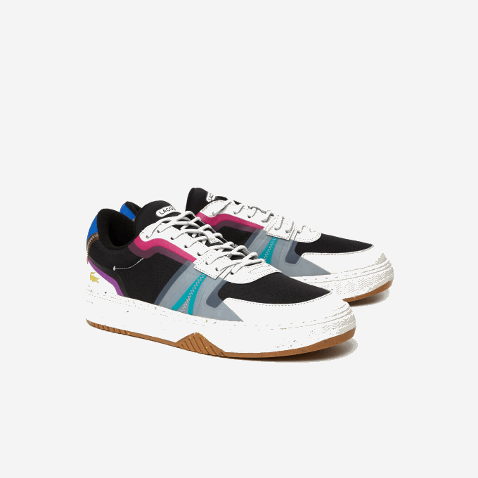 Men Lacoste V0ZN1850 Black 02H L001 Eco Synthetic and Textile Color-Block Sneakers - Image 2