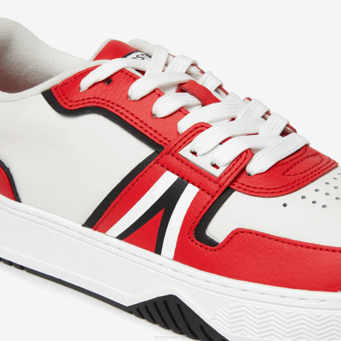 Men Lacoste V0ZN1853 Red White 17K L001 Leather Color Contrast Sneakers - Image 6