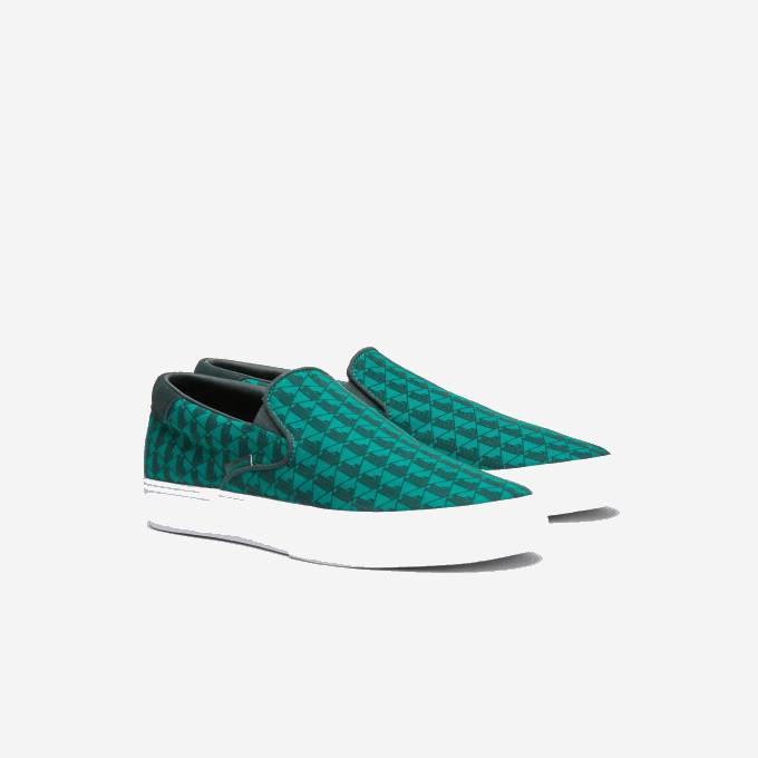 Men Lacoste V0ZN1854 Green & White 1R7 Jump Serve Textile Slip on - Image 2