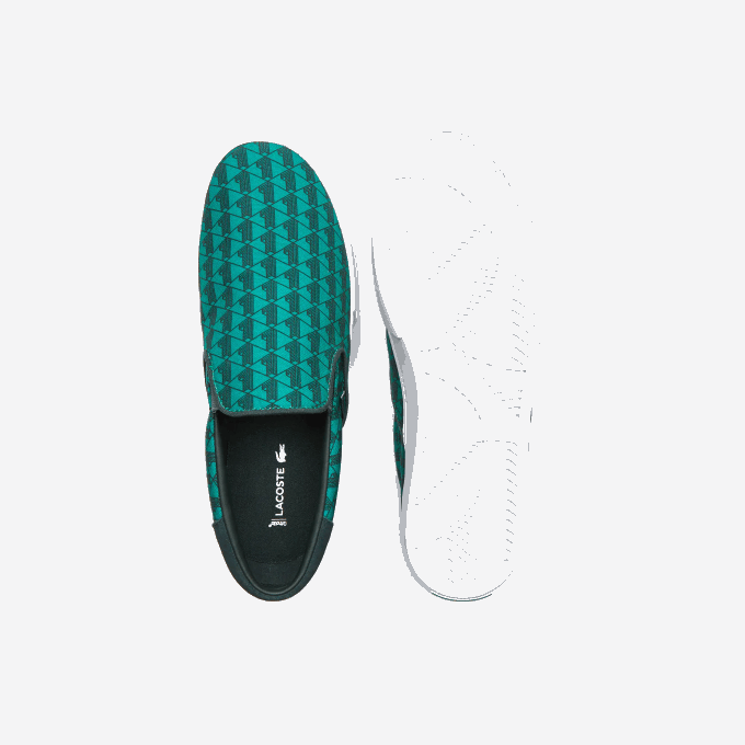 Men Lacoste V0ZN1854 Green & White 1R7 Jump Serve Textile Slip on - Image 4