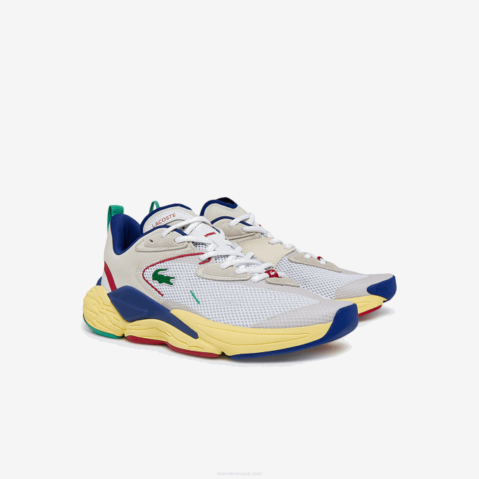 Men Lacoste V0ZN1857 Off White & Blue 2Q9 Aceshot Textile and Synthetic Sneakers - Image 2