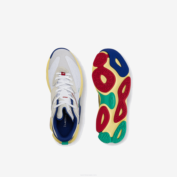 Men Lacoste V0ZN1857 Off White & Blue 2Q9 Aceshot Textile and Synthetic Sneakers - Image 4