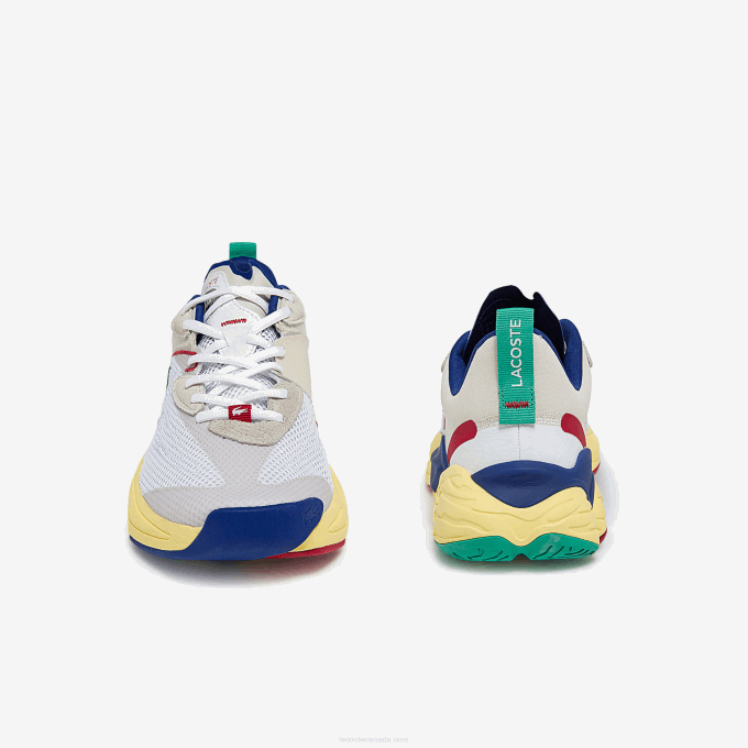 Men Lacoste V0ZN1857 Off White & Blue 2Q9 Aceshot Textile and Synthetic Sneakers - Image 5