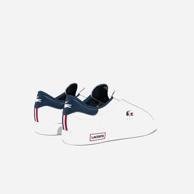Men Lacoste V0ZN1858 White/Navy & Red 407 Powercourt Leather Tricolor Sneakers - Image 3