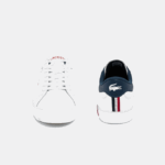 Men Lacoste V0ZN1858 White/Navy & Red 407 Powercourt Leather Tricolor Sneakers - Image 5
