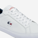 Men Lacoste V0ZN1858 White/Navy & Red 407 Powercourt Leather Tricolor Sneakers - Image 6