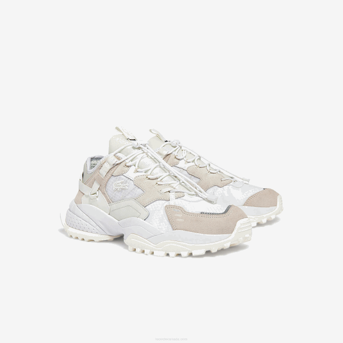 Men Lacoste V0ZN1859 Off White 18C L-Guard Breaker Textile and Leather Sneakers - Image 2