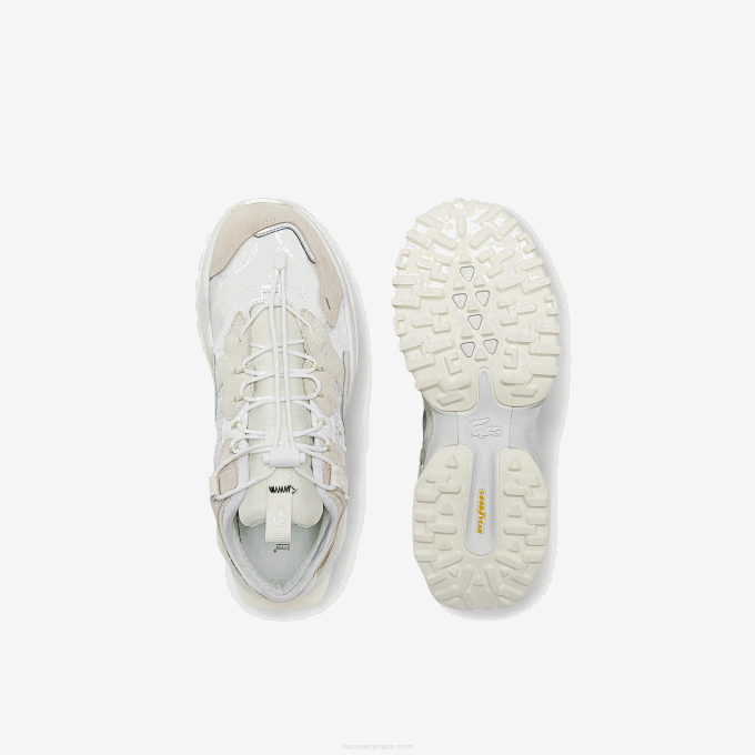 Men Lacoste V0ZN1859 Off White 18C L-Guard Breaker Textile and Leather Sneakers - Image 4