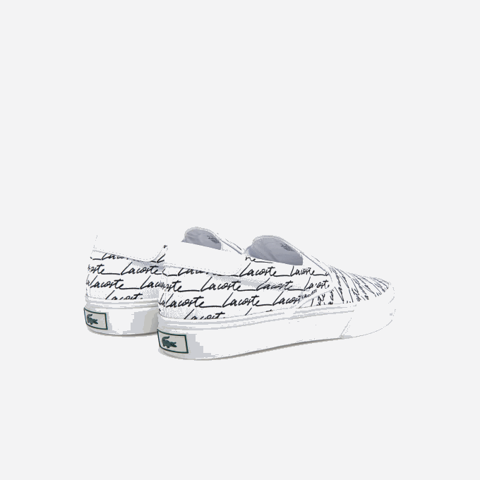 Men Lacoste V0ZN1860 White & Black 147 Jump Serve Canvas Printed Slip On - Image 3