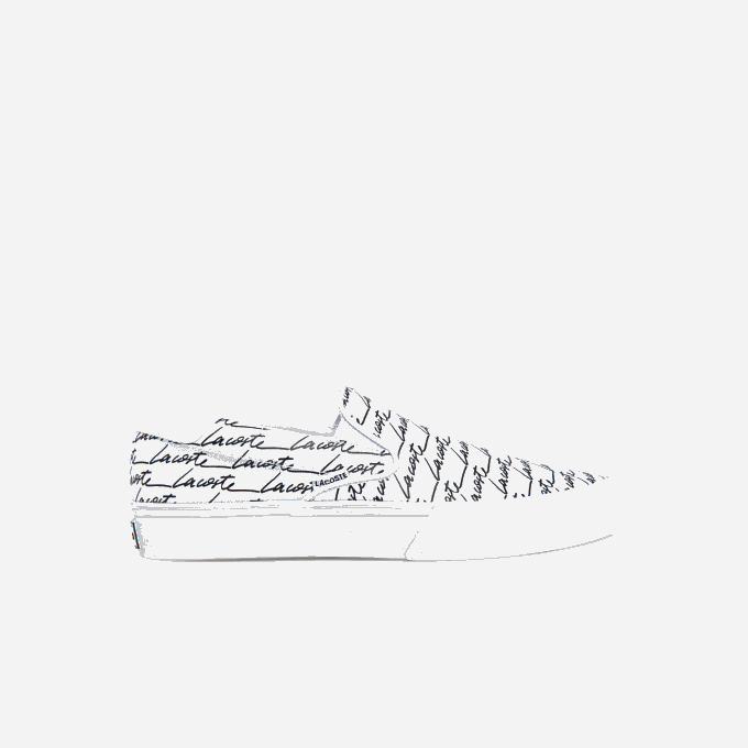 Men Lacoste V0ZN1860 White & Black 147 Jump Serve Canvas Printed Slip On - Image 1