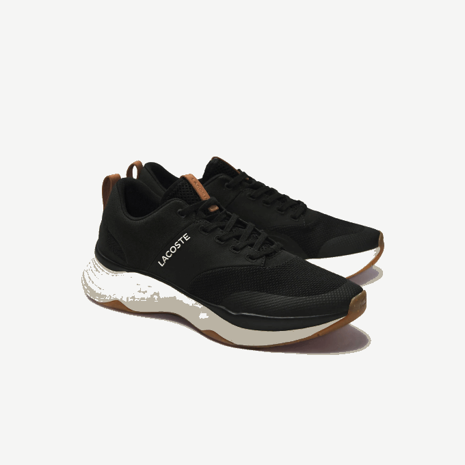 Men Lacoste V0ZN1868 Black & Off White 454 Court-Drive Plus Colourblock Textile Trainers - Image 2
