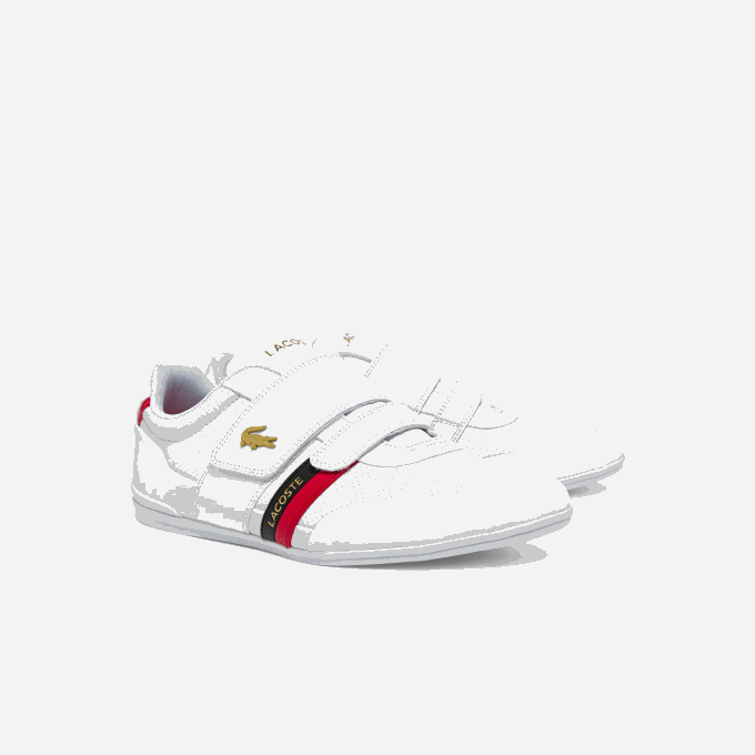 Men Lacoste V0ZN1878 White & Red 286 Misano Strap Leather and Synthetic Sneakers - Image 2