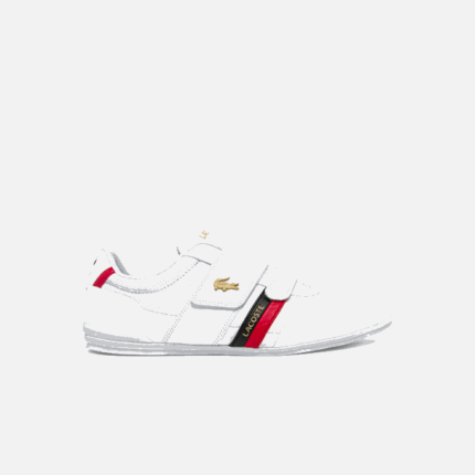 Men Lacoste V0ZN1878 White & Red 286 Misano Strap Leather and Synthetic Sneakers