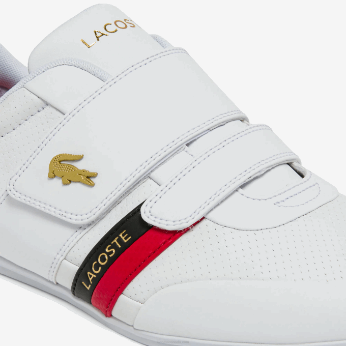 Men Lacoste V0ZN1878 White & Red 286 Misano Strap Leather and Synthetic Sneakers - Image 6