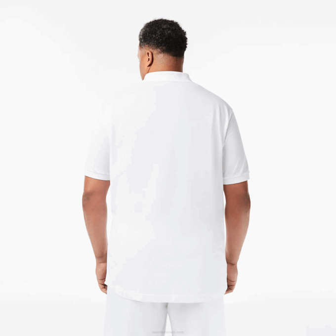 Men Lacoste V0ZN187 White 001 Cotton Petit Pique Polo - Plus Size - Tall - Image 3