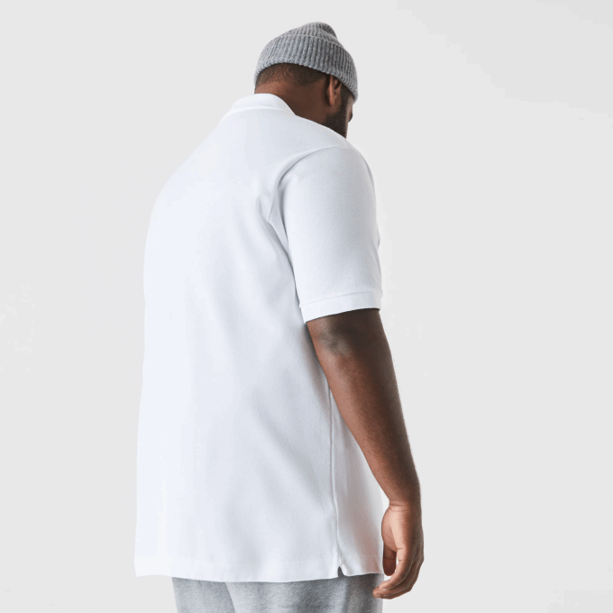 Men Lacoste V0ZN187 White 001 Cotton Petit Pique Polo - Plus Size - Tall - Image 4