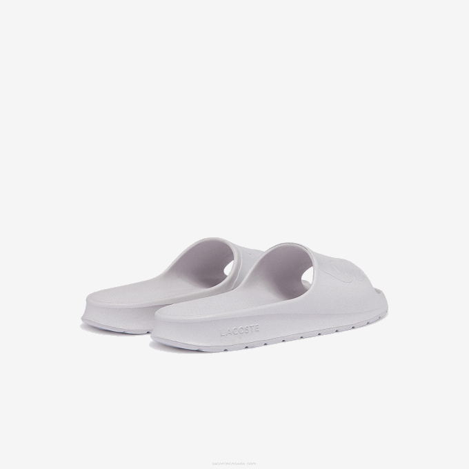 Men Lacoste V0ZN1880 White & Off White 65T Croco 2.0 Synthetic Logo Slides - Image 3
