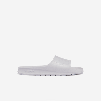Men Lacoste V0ZN1880 White & Off White 65T Croco 2.0 Synthetic Logo Slides