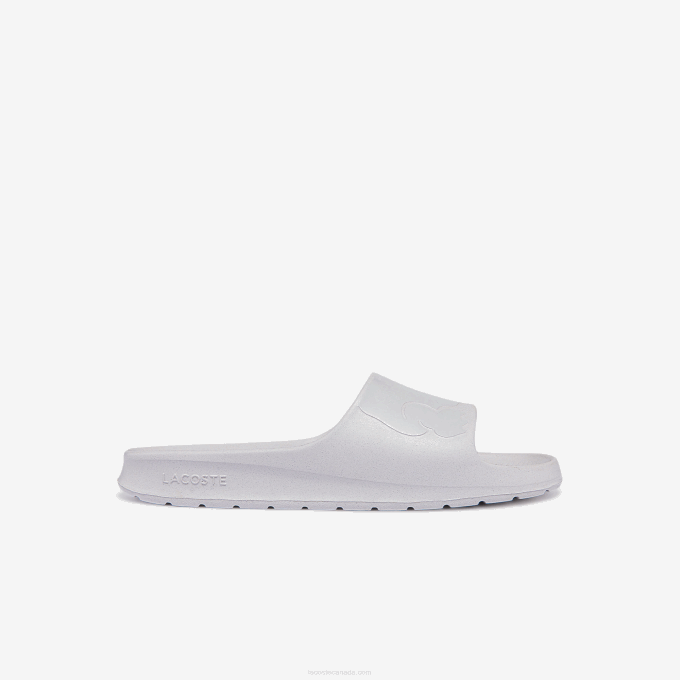 Men Lacoste V0ZN1880 White & Off White 65T Croco 2.0 Synthetic Logo Slides - Image 1