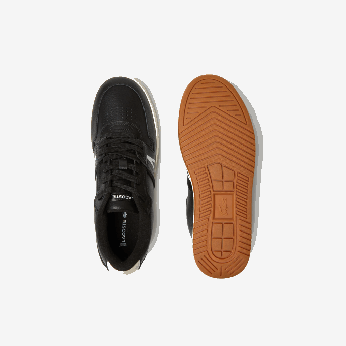 Men Lacoste V0ZN1881 Black & Off White 454 L001 Leather Popped Heel Sneakers - Image 4