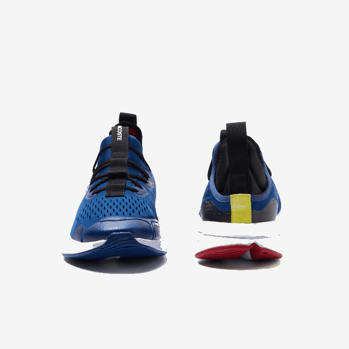 Men Lacoste V0ZN1882 Blue White 221 Run Spin Comfort Textile Color Contrast Sneakers - Image 5